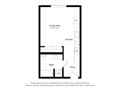 The Line 2D Floor Plan - Studio B